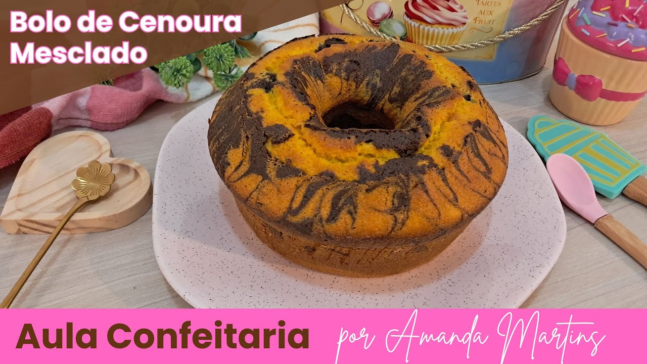 RECEITA BOLO DE CENOURA MESCLADO – SUPER FOFINHO – FÁCIL E RÁPIDO DE FAZER – POR AMANDA MARTINS