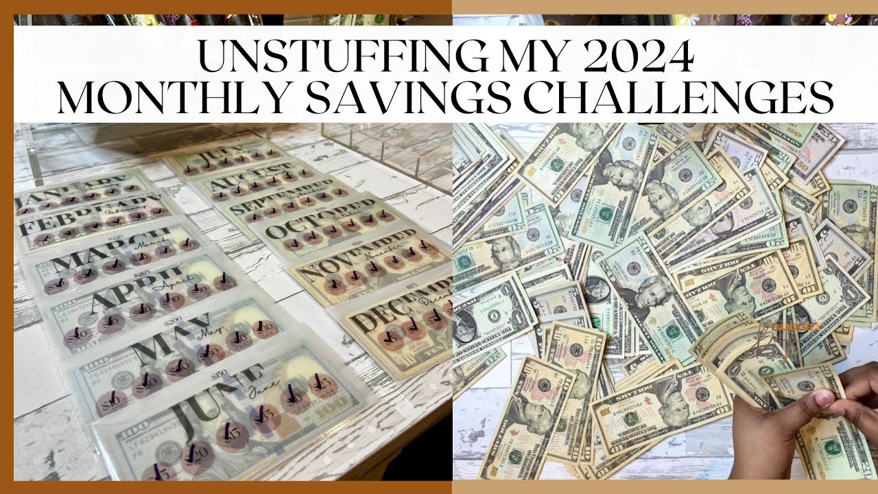 2024 MONTHLY SAVINGS CHALLENGE CASH UNSTUFFING! | LOW-INCOME SAVINGS CHALLENGES | JANUARY 2025