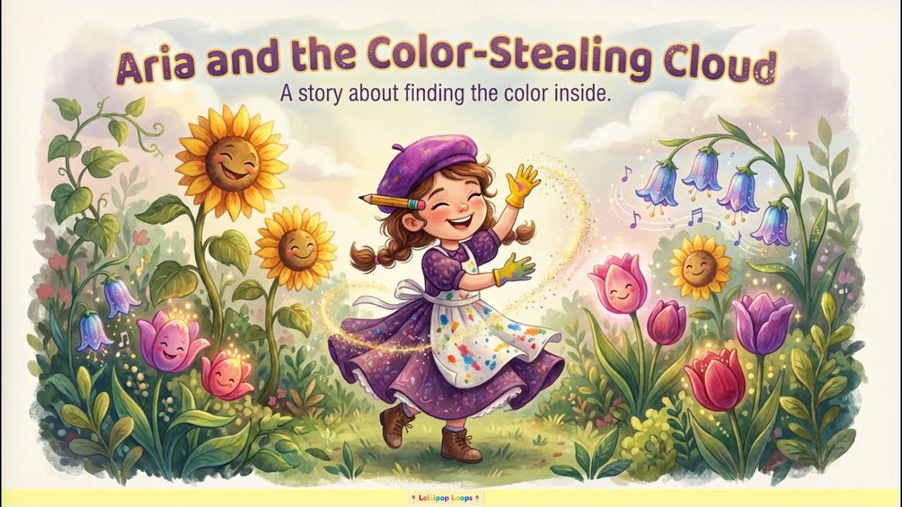 Aria's Rainbow Song & The Color-Stealing Cloud! 🎶🌈🎨 Kids Story!