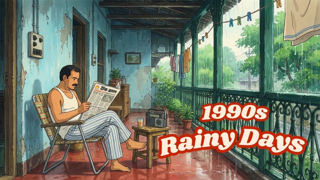 A Rainy Day to Peaceful Night in 1990s India | Ghibli Style Animation