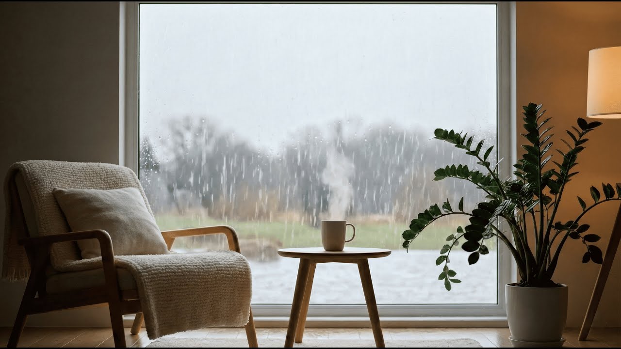Cozy Rainy by the Window ☕ Heavy Rain & Steaming Tea | 10 Hours