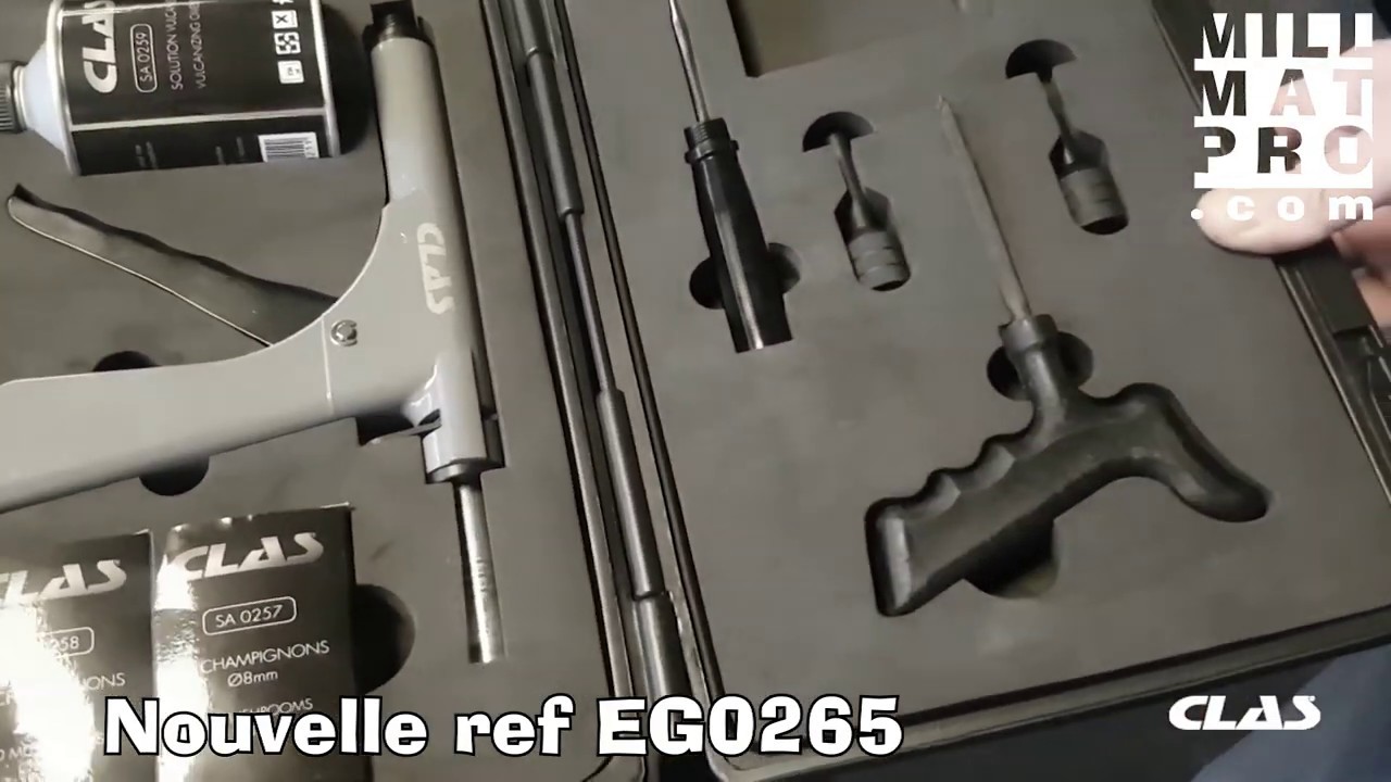 Kit réparation pneus sans démontage par champignon EG0265