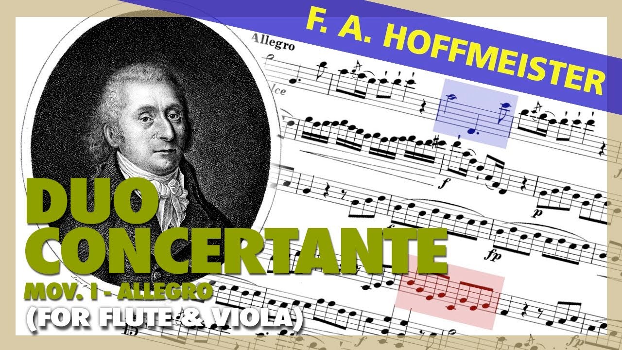 🎼 F. A. HOFFMEISTER - Duo Concertante [FLUTE & VIOLA] (Mov I. Allegro) - (Sheet Music Scrolling)