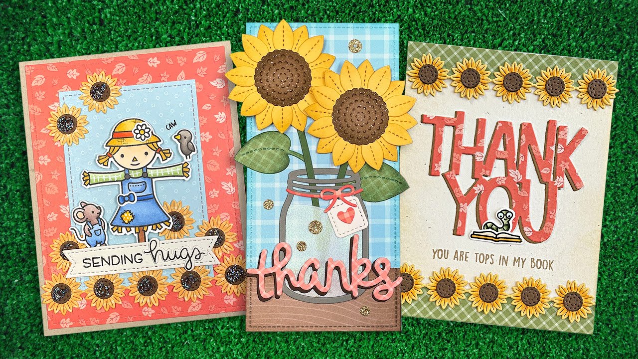 Intro to Sunny Sunflower, Sunflower Border & You Crow Girl + 3 cards from start to finish