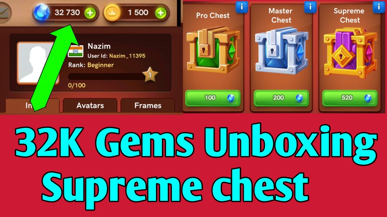 Carrom desi Pool/ 32K Gems  Unboxing Supreme chat/ Gaming Nazim .