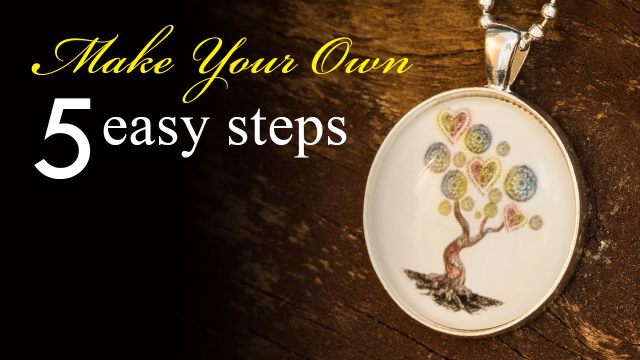 How to Make a Tree Pendant Necklace - silver round bezel tray necklace - Kraft Fun tutorial