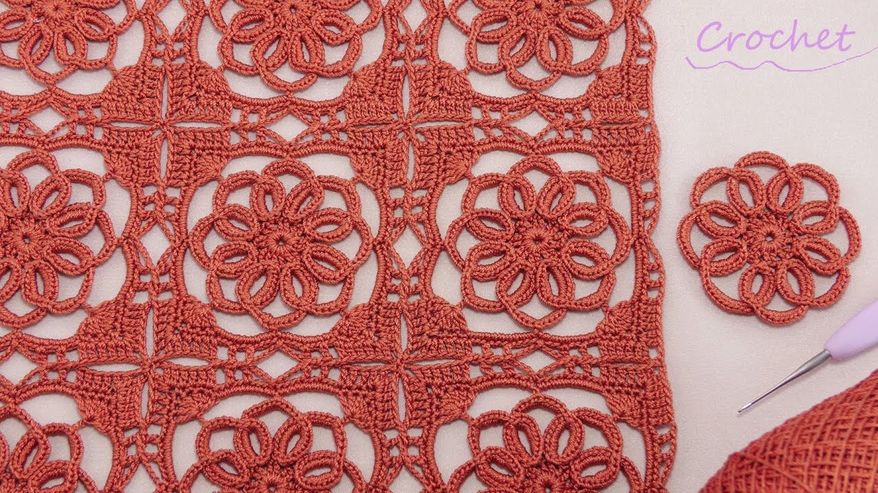 Ажурный КВАДРАТНЫЙ МОТИВ вязание крючком МК🧶Easy Crochet square motifs pattern for beginners🧶