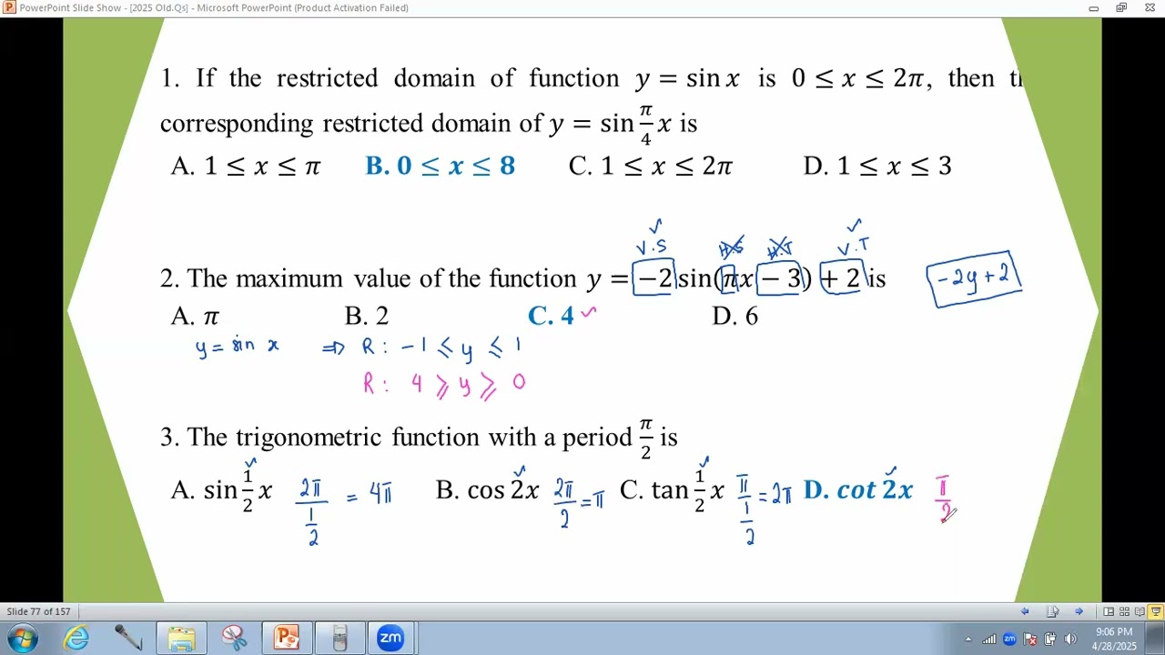 # Grade 12 Math (2025 Old Qs - Ch 7 - Section A)
