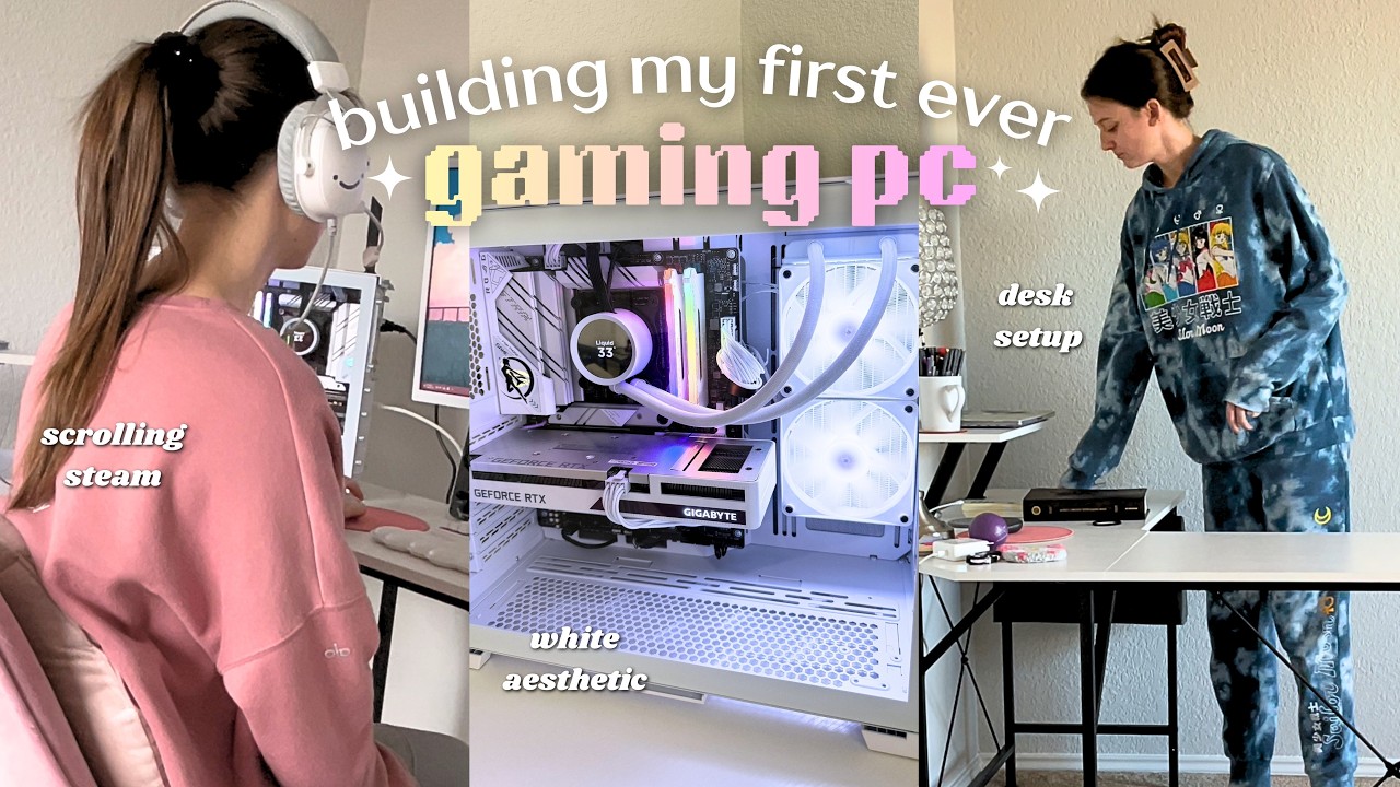Building my first gaming PC! 👾 (white aesthetic) ☁️✨ pc build and gaming space setup