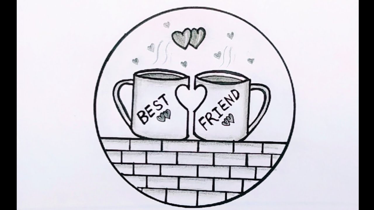 Friendship drawing easy/Best friend drawing on cup/Best friend drawing on cup/Best friend drawing