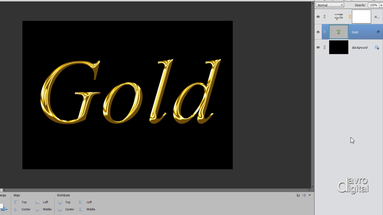 Gold text - Photoshop Elements