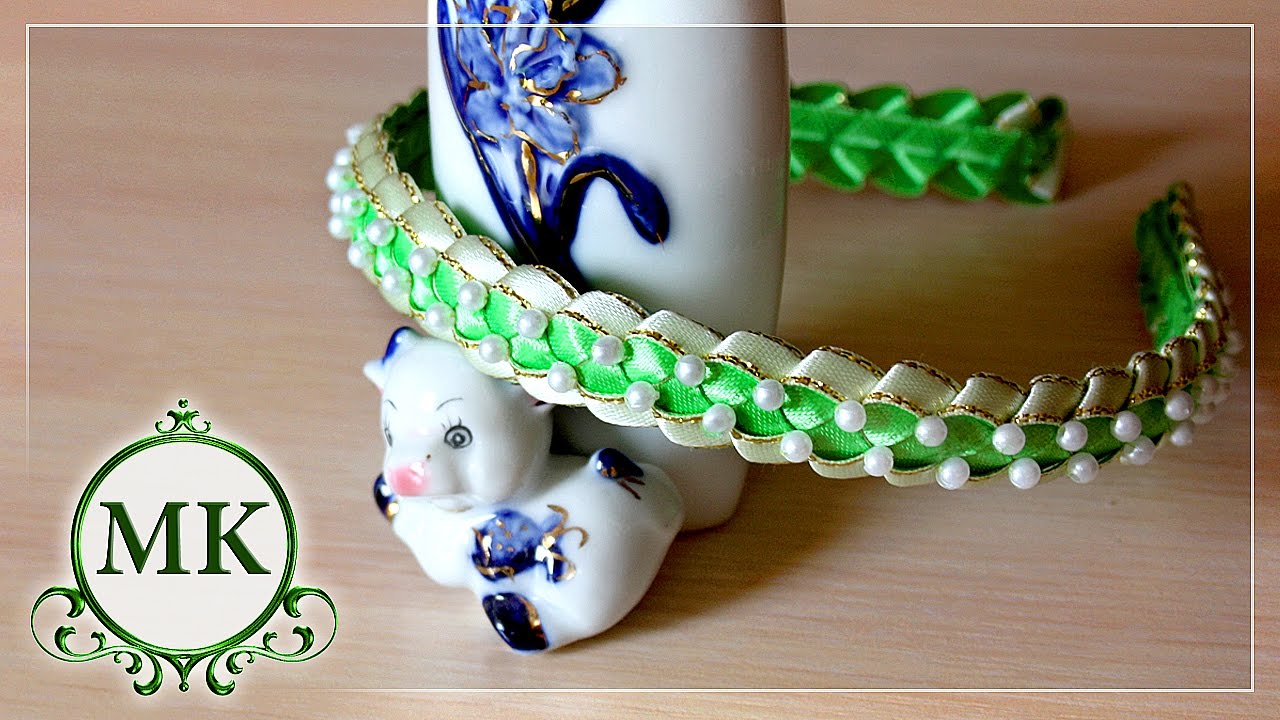 Ободок. Плетение из лент. МК. Канзаши / DIY Headband. The weaving of ribbons. Kanzashi
