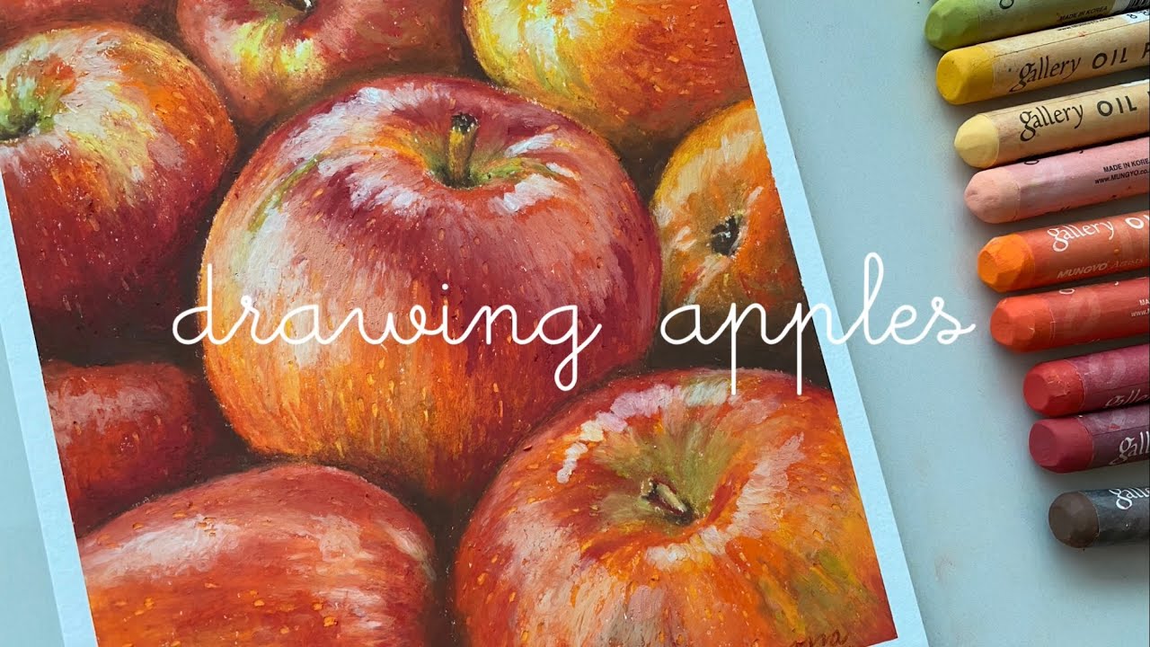 [오일파스텔] 빨간 사과 그리기 drawing apples with oil pastel