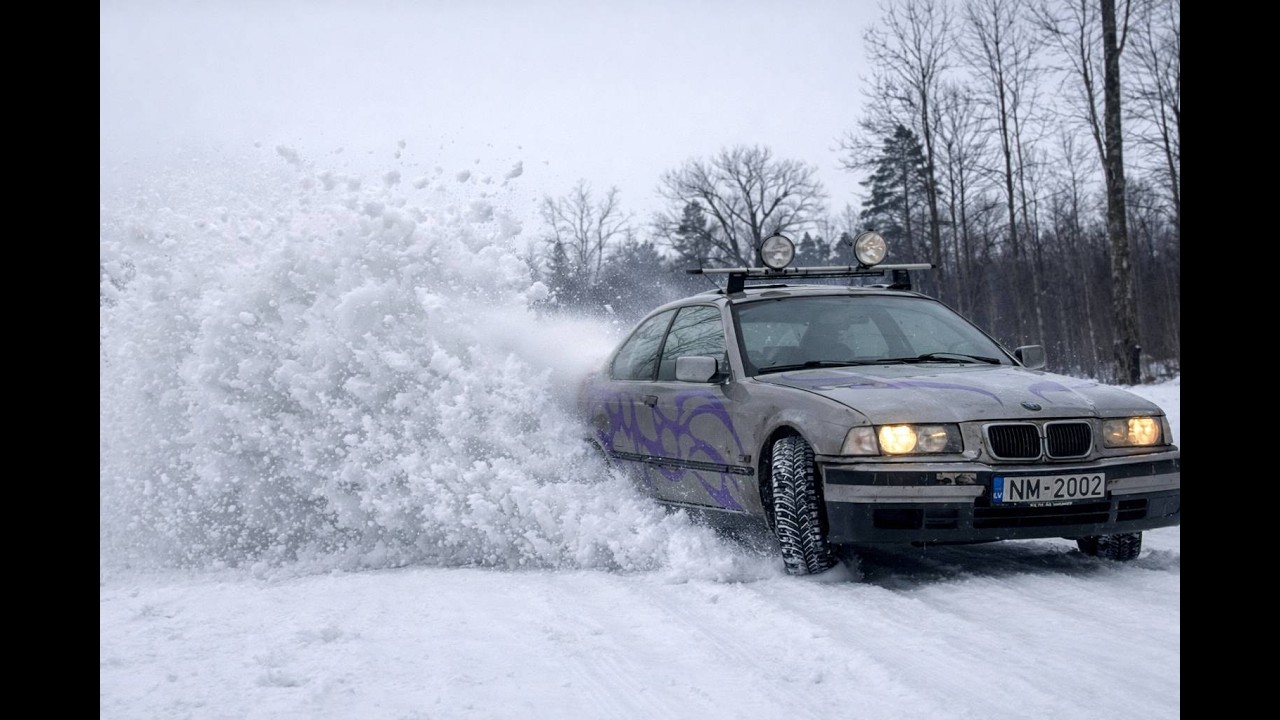 Winter track day at ice track Stūri | Bmw E36 POV