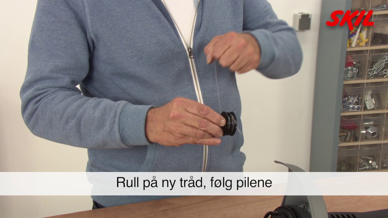 Slik fyller du på tråd på en gresstrimmer