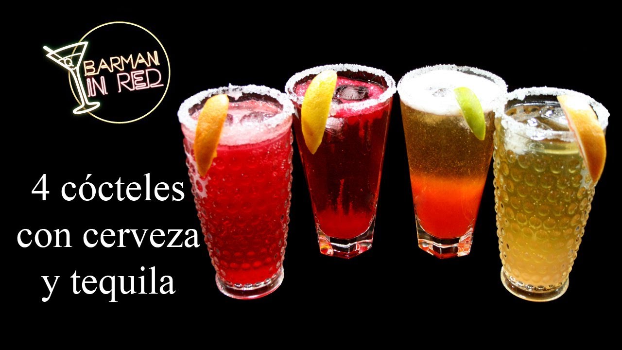 4 cócteles con cerveza y tequila