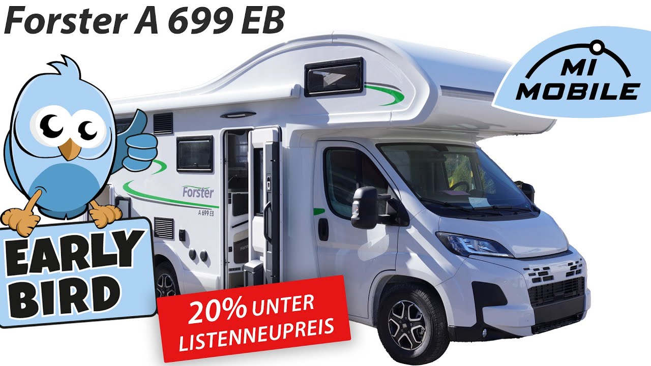 20% Rabatt: Wohnmobil für Familie -  Forster A 699 EB - Einzelbetten hinten und Alkoven für Kinder