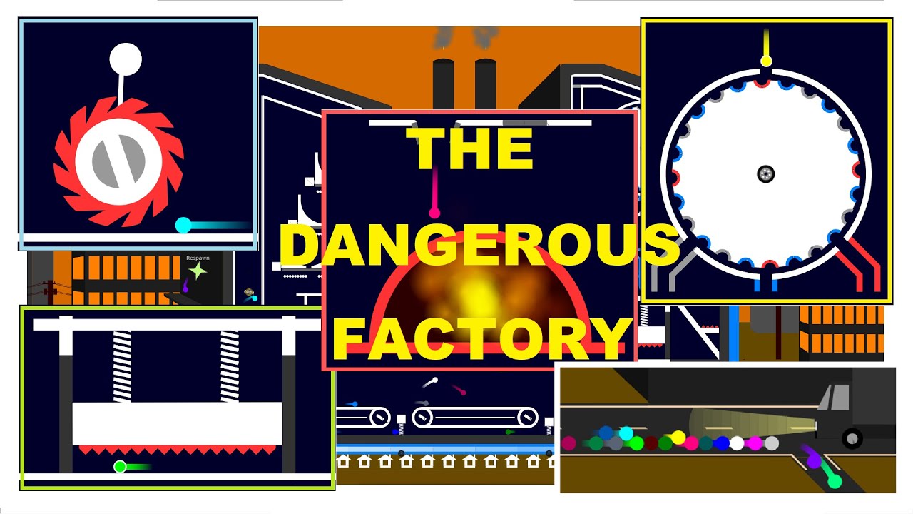 The Dangerous Factory - Marble Race in Algodoo