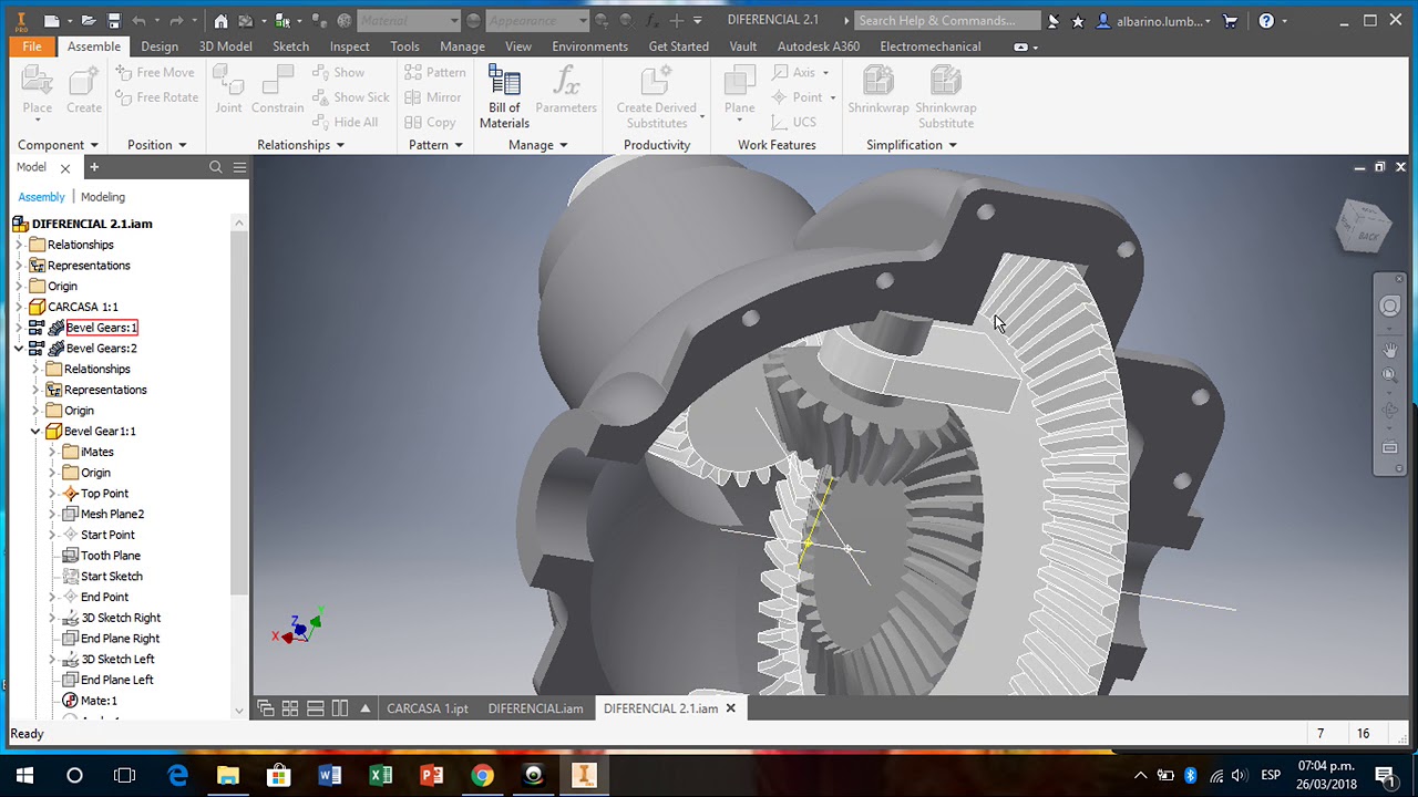 COMO HACER UN DIFERENCIAL EN INVENTOR 2018