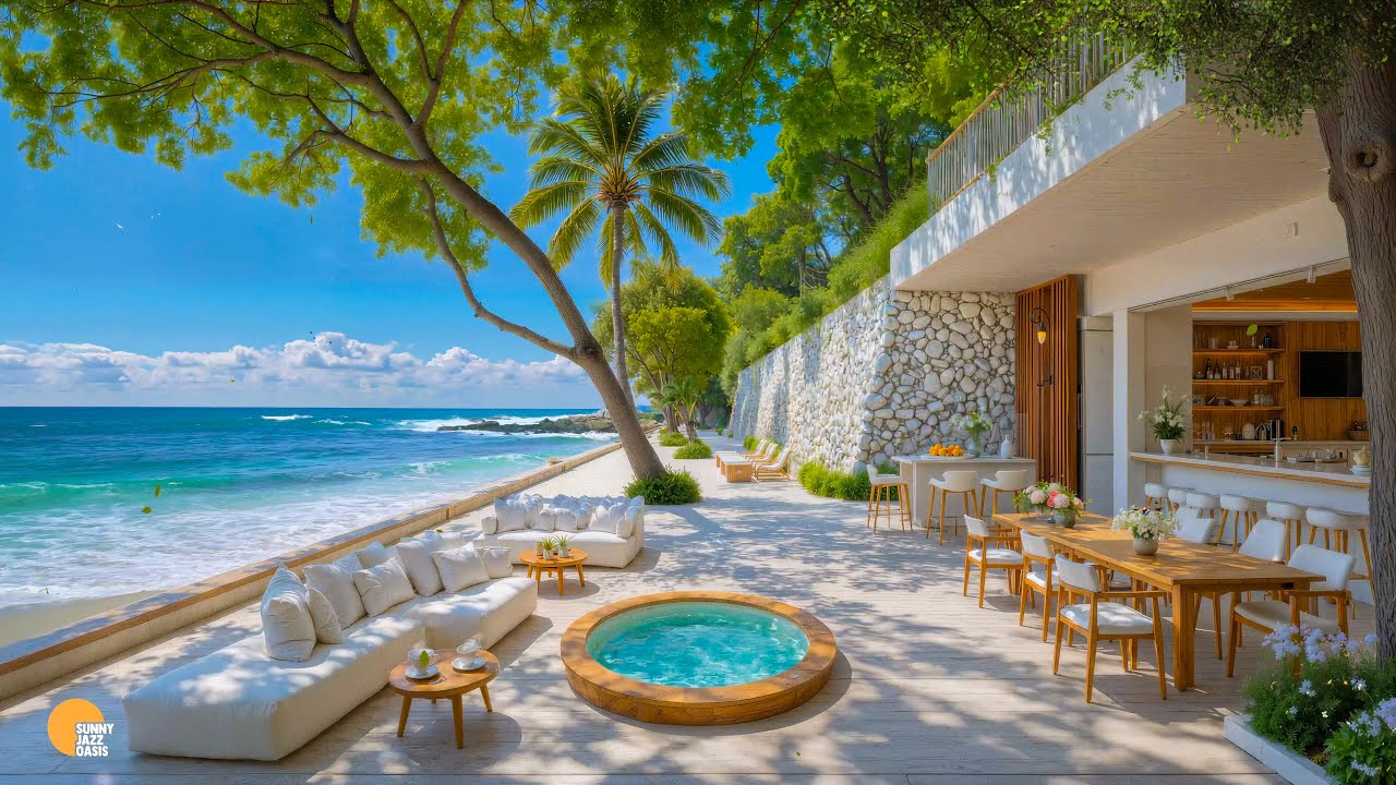 Positive Morning Jazz with Soft Sunlight by the Sea – Bossa Nova for a Gentle Start for Work