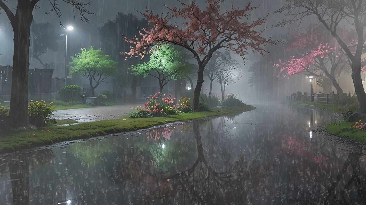 Relaxing Rain Sounds with Soft Rainy Window Mood for Meditation and Stress Relief