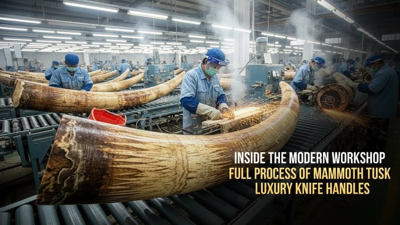 Inside the Modern Workshop: Full Process of Mammoth Tusk Luxury Knife Handles