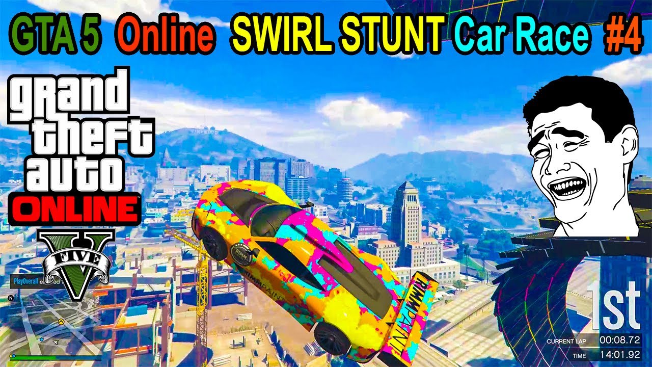 $$$ CITY SWIRL STUNT Car Race with Funny Fails | GTA 5 Online Play overall