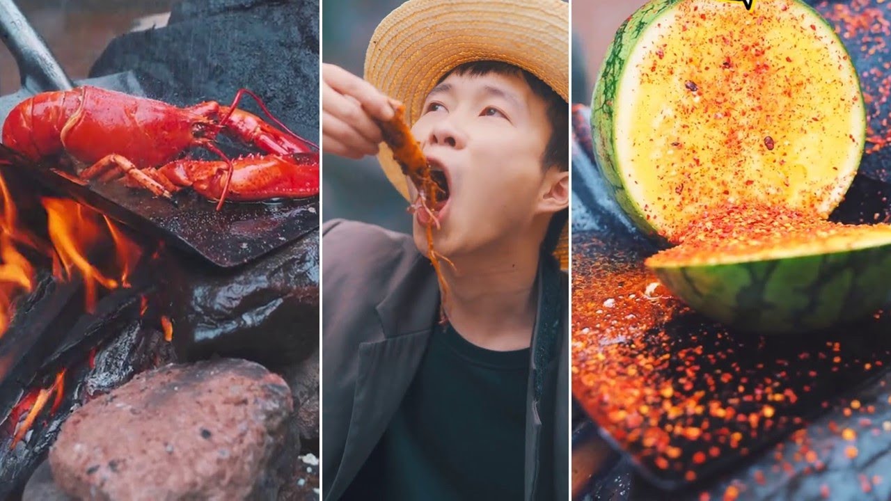 Peaceful Outdoor Cooking And Eating Delicious Food - ASMR