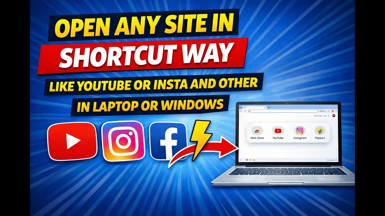 Laptop/Windows Mein Kisi Bhi Website Ko Shortcut Tarike Se Kaise Open Kare | Open seconds any site |