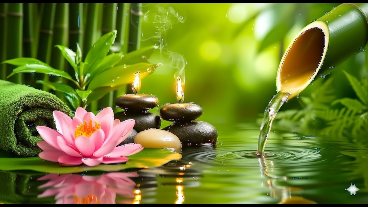 Relaxing Sleep Music with Bamboo Water Sound🌿Deep Sleep Music, Meditation, Calm Anxiety, Spa BGM