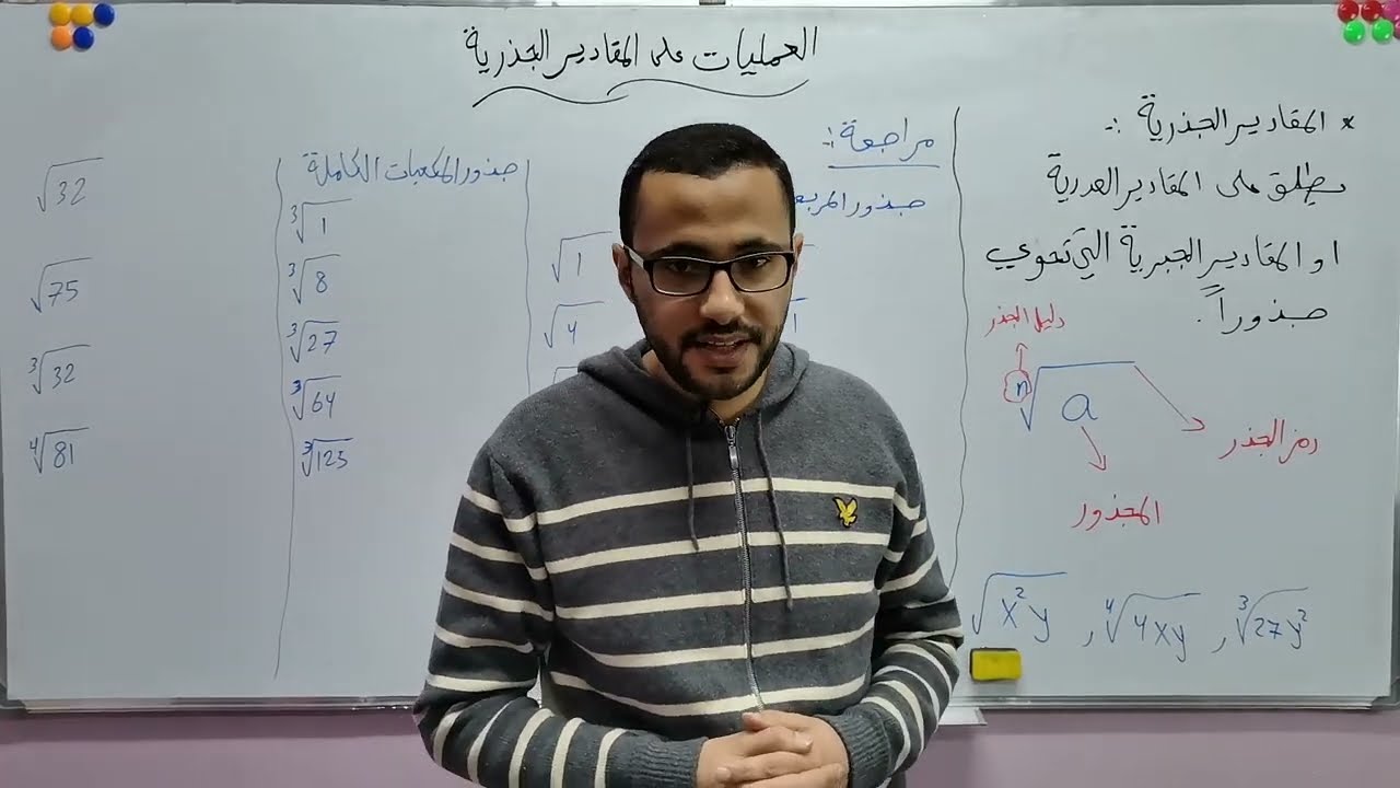 الصف التاسع/العمليات على المقادير الجذرية/جزء1