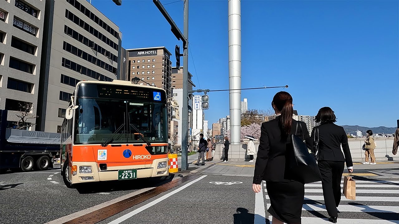 【Virtual Cycling】Morning commute to school and work in Hiroshima Japan 4K