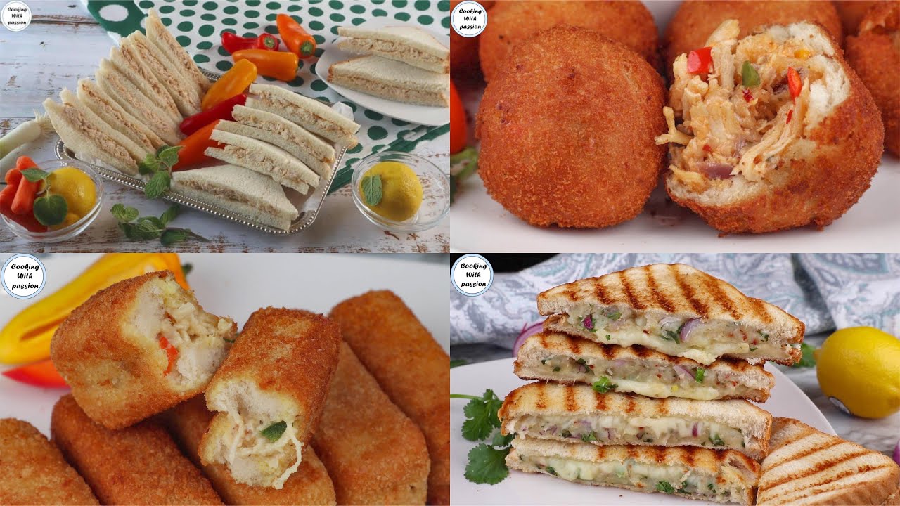 5 Unique & Easy Bread Snacks Iftar Special By Cooking With Passion, Bread Balls / Sticks / Rolls