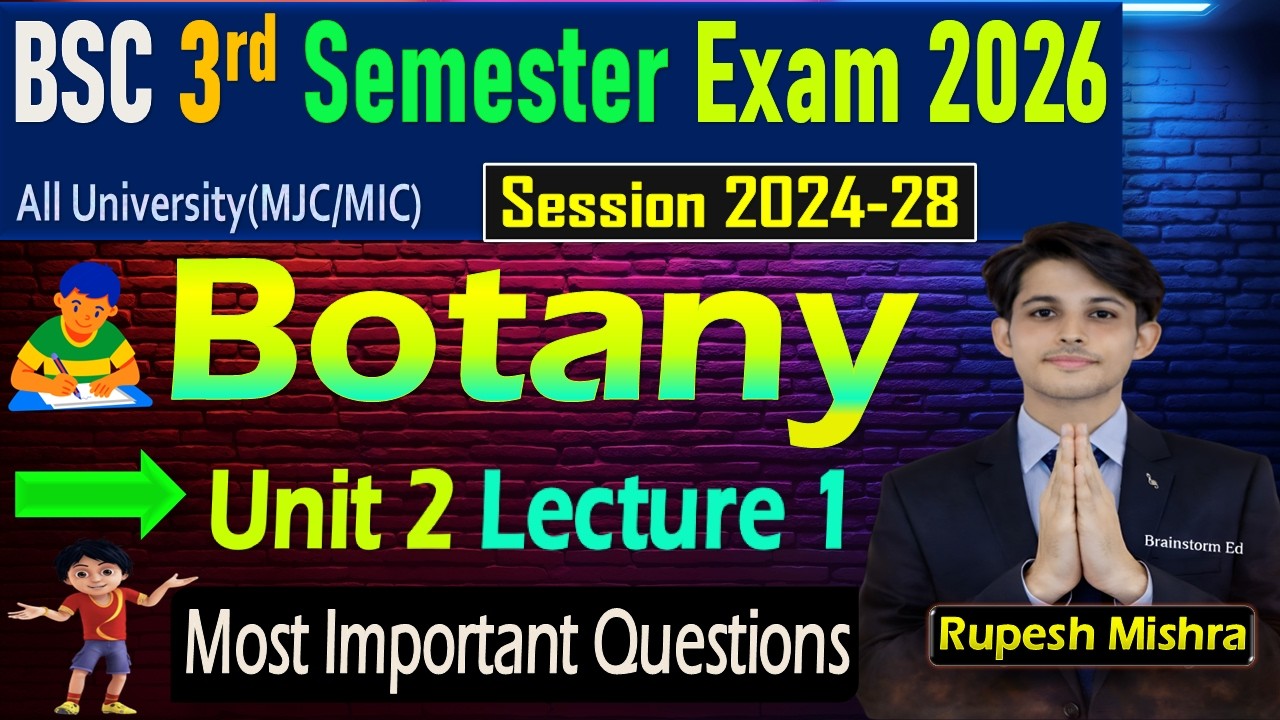 📚B.Sc 3rd Semester Botany Important Questions 2026 | Botany 3rd Semester Paper 3 Lecture 5✅