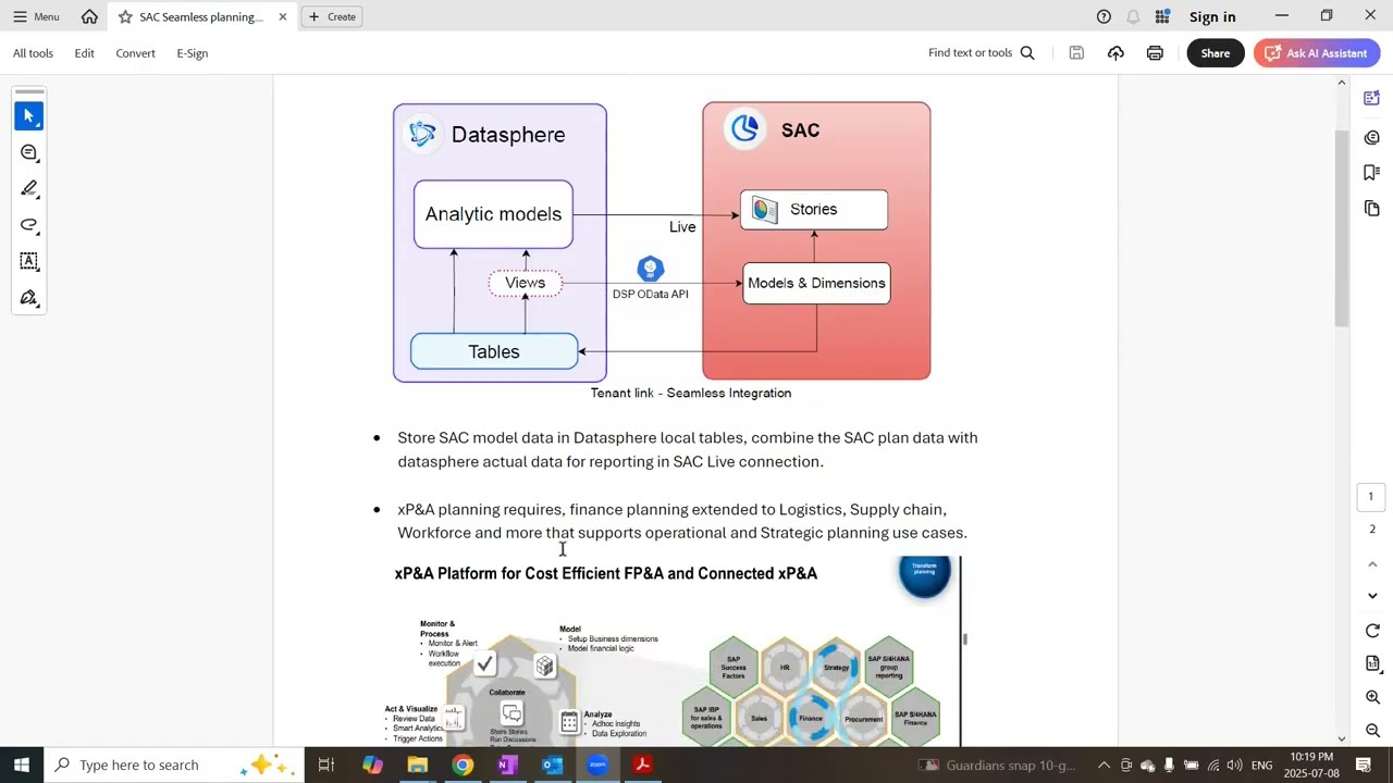 SAC seamless planning with Datasphere