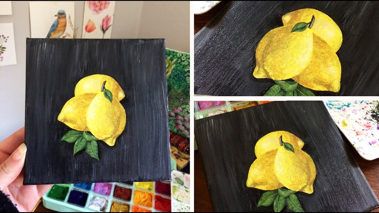 Pintura em tela com TINTA GUACHE (Limão Siciliano) 🍋