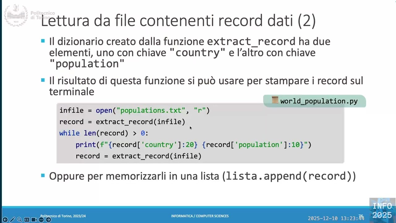 Info-2025-L36: Dizionari come record dati