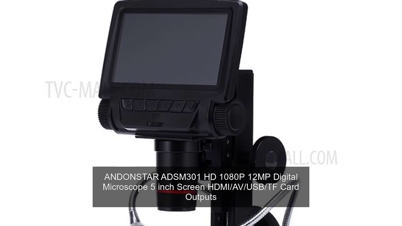 ANDONSTAR ADSM301 HD 1080P 12MP Digital Microscope 5 inch Screen HDMI/AV/USB/TF Card Outputs