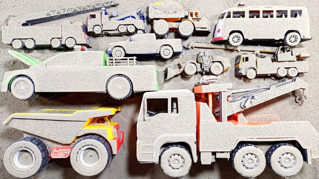 Temukan Mobil Mainan Terkubur dan Membersihkan Truk Derek Besar, Mobil Polisi Besar, Mobil Pemadam