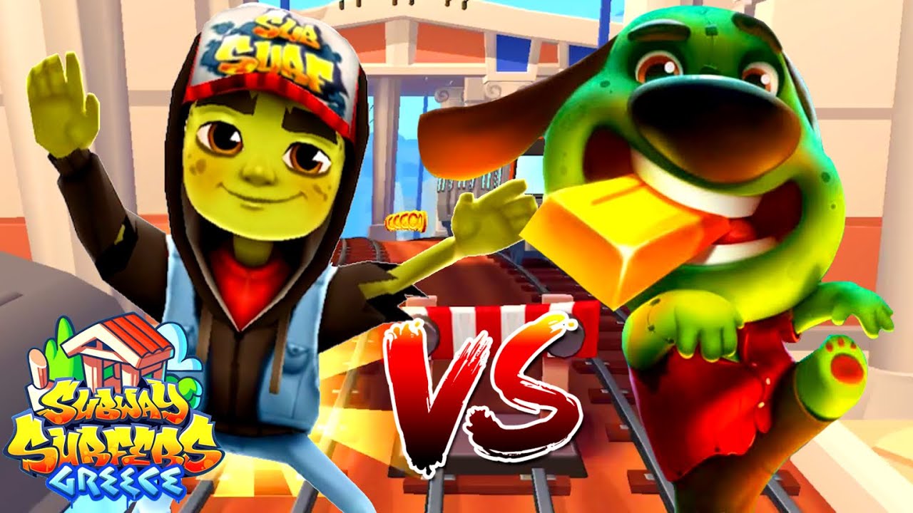 Talking Tom Gold Run WILD WEST VS Subway Surfers GREECE 2022: Zombie Ben VS Zombie Jake
