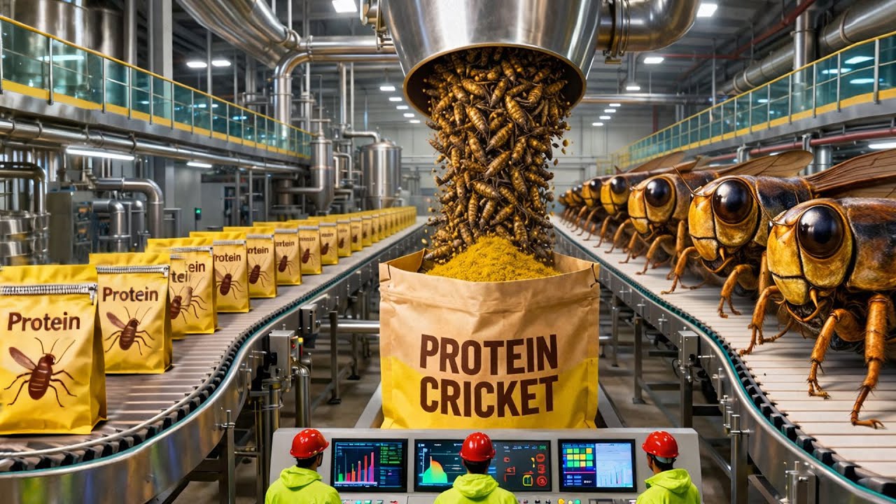 Inside the Cricket Protein Factory | From Insects to Human Food (Full Process)