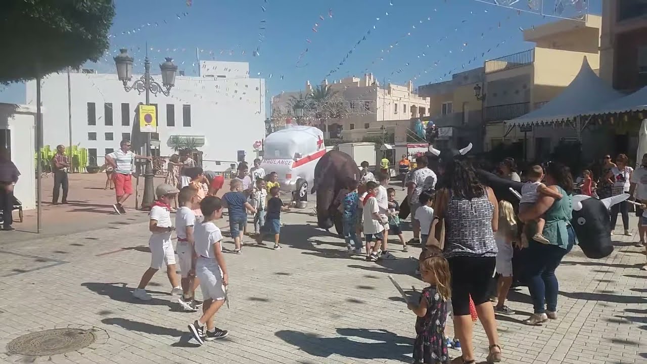 The inflatable bull run in Turre #Spain