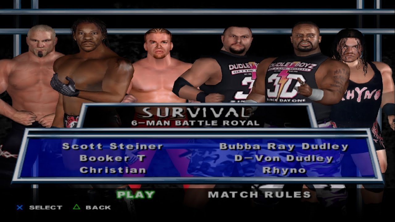 WWE SmackDown! HCTP - ScottSteiner,BookerT,Christian,BubbaRaydudley,D-VonDudley,Rhyno (SURVIVAL)