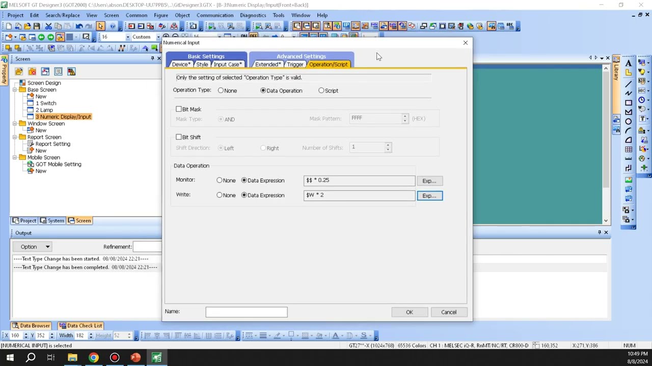 Mitsubishi GT Designer 3 - Object Numeric