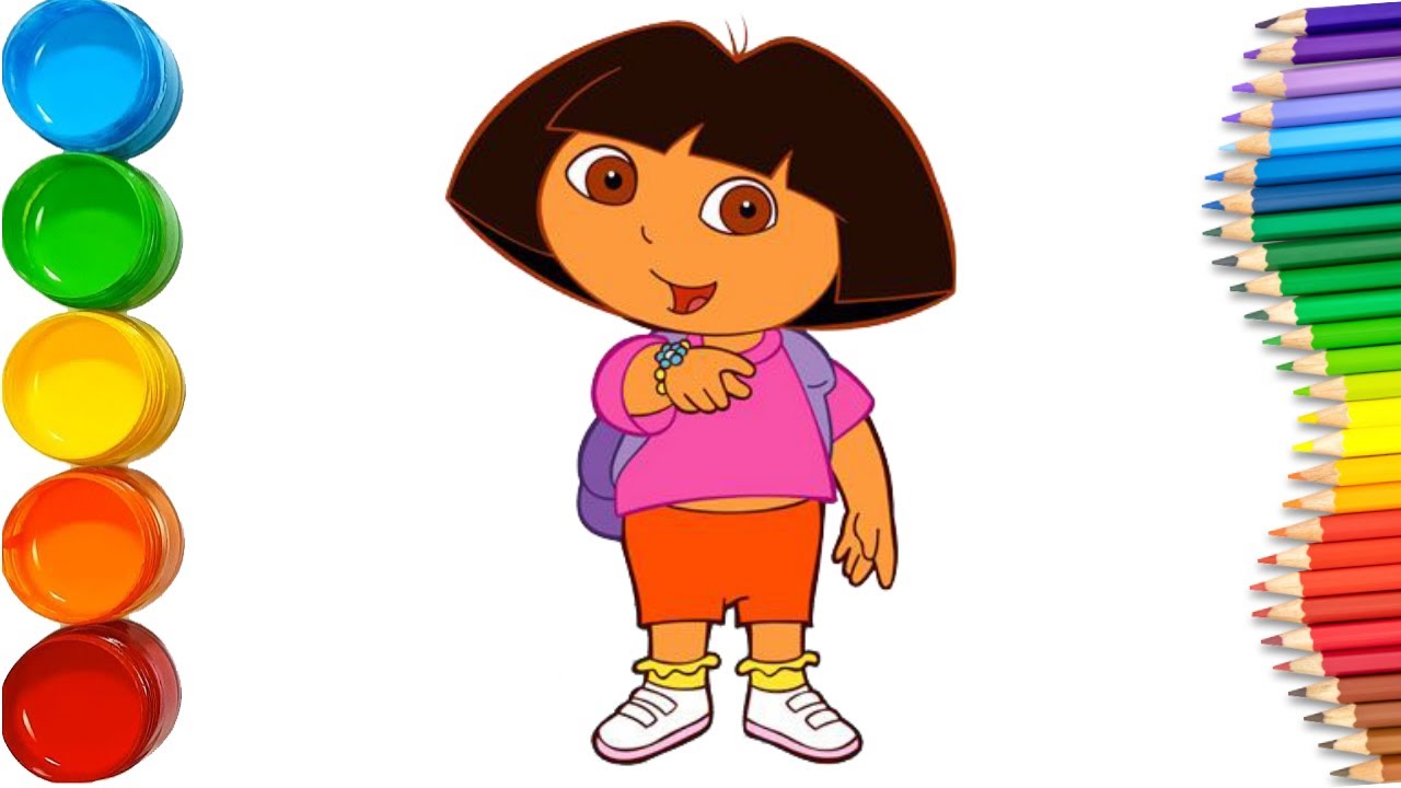 Dora the explorer coloring pages | How to draw Dora buji