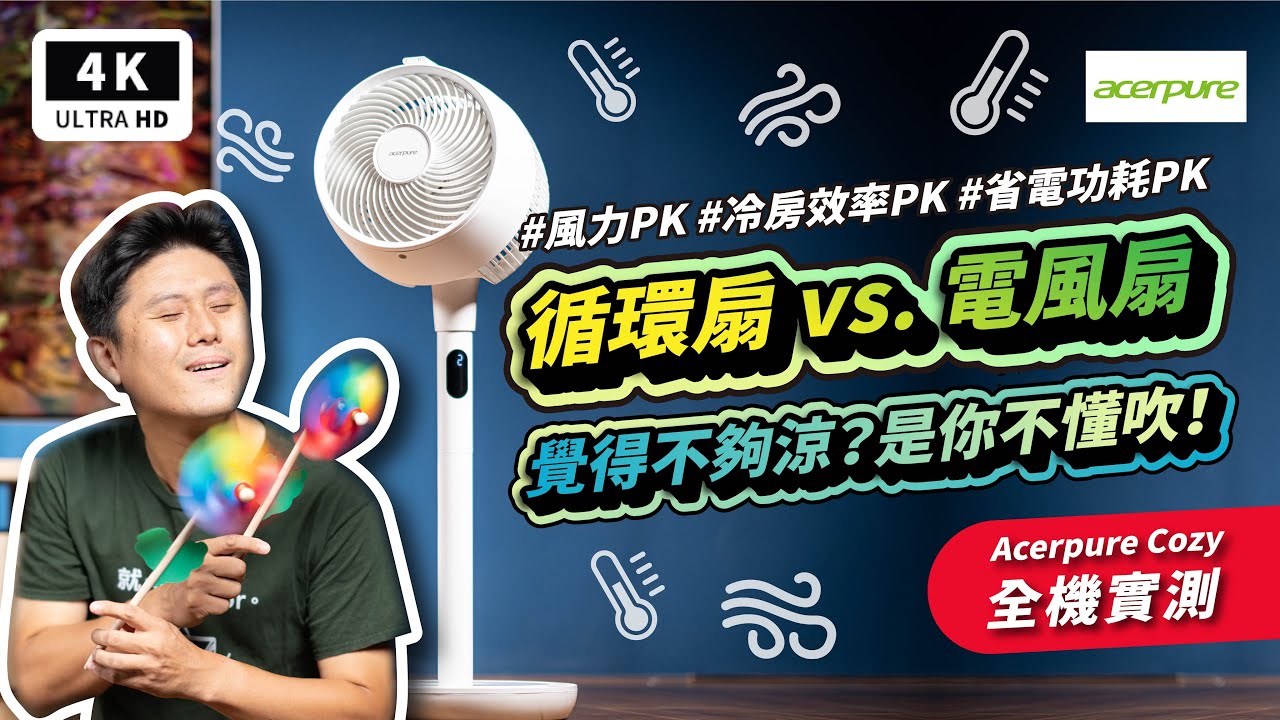 vs.電風扇！Acerpure Cozy 循環扇 開箱實測 優缺點｜DC 扇、AF773立體螺旋DC循環扇、耗電、噪音、無印良品 / IRIS / Dyson、循環、交換器、空調、冷氣、冷氣機｜科技狗