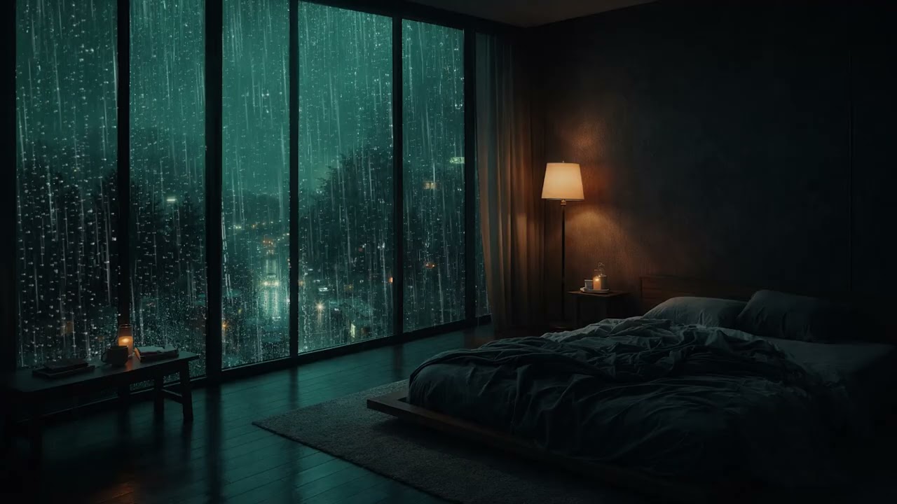Atmospheric Deep Forest Rain 🌫️🌲 (No Ads) | Cozy Dark Bedroom for Sleep