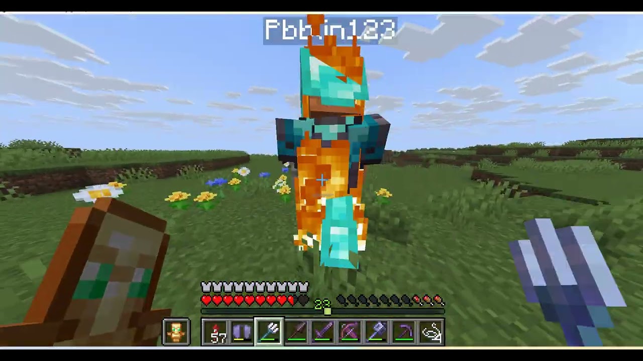 jugando con un amigo a mine (hacemos peleas y me roba el totem)