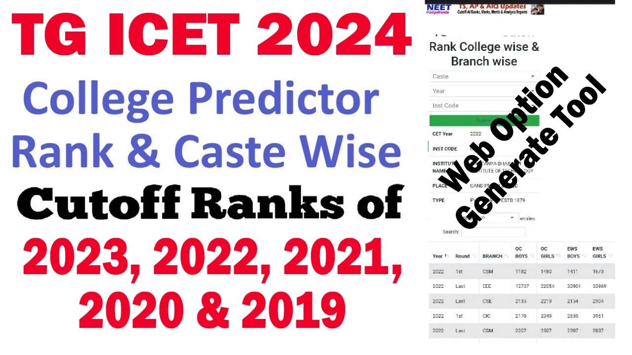 TG ICET 2024 CUTOFF COLLEGE & CASTE WISE