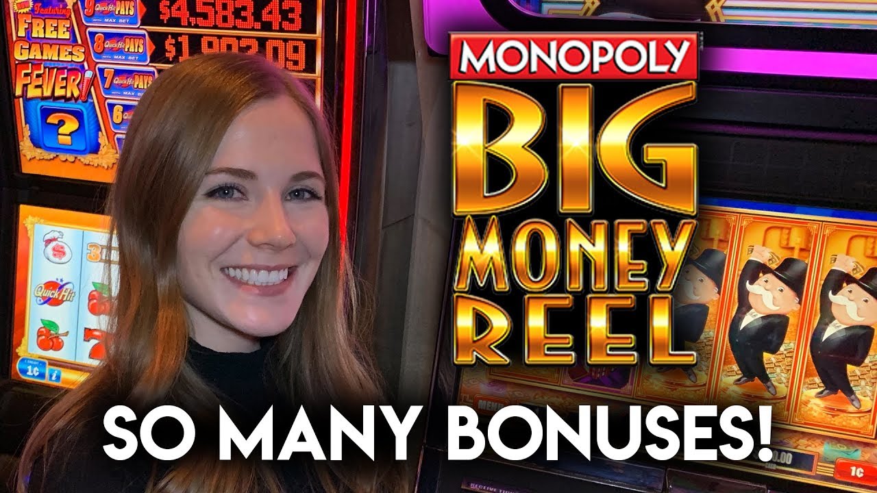 Tons of BONUSES! Monopoly Big Money Reel Slot Machine!